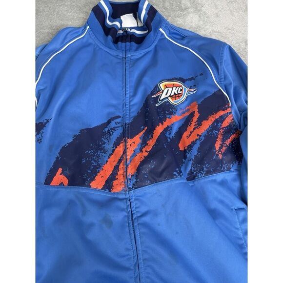 Vintage Y2K Oklahoma City Thunder Full Zip Track Jacket Men's Size Small Blue - Picture 2 of 11